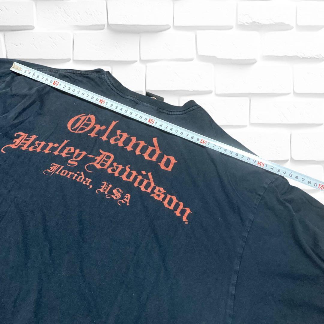 ハーレーダビッドソン スカル　両面プリント　Tフェード　古着　Tシャツ