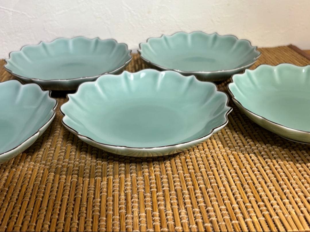 深川製磁 笹青磁 百年庵 4号皿 5枚セット 約１３cm WWW_OPDRERGINERDOGAN_COM