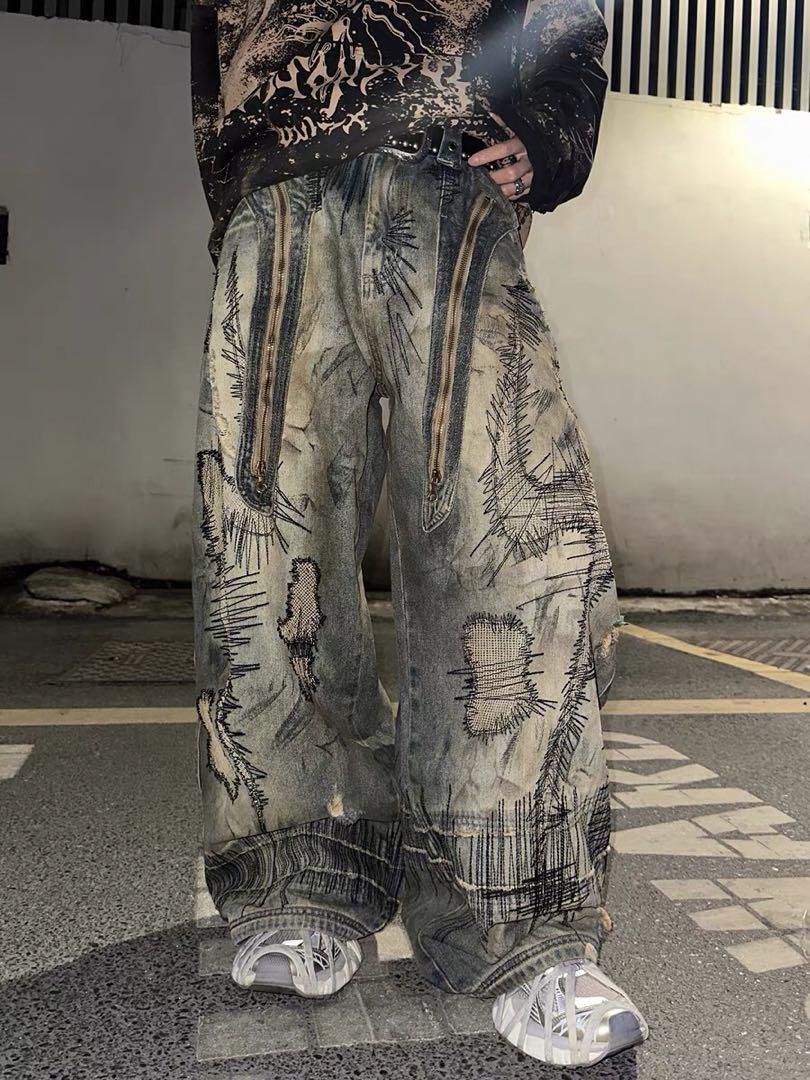 PERSONSOUL ワイドパンツ ダメージ加工 y2k