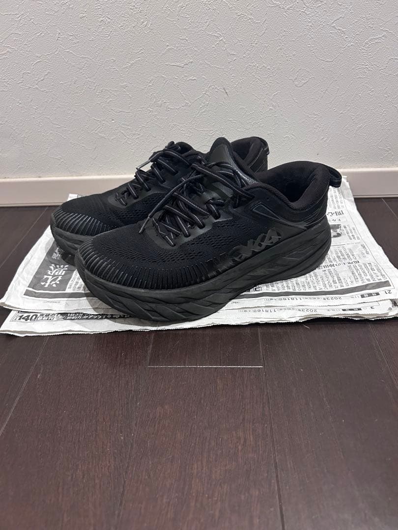 HOKA ONE ONE ボンダイ7 ワイド　オールブラック　厚底