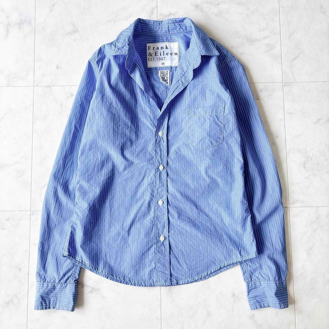 Frank&Eileen シャツ BARRY ストライプ スキッパー 洗える Frank&Eileen BARRY コットンシャツ スキッパー ストライプXS