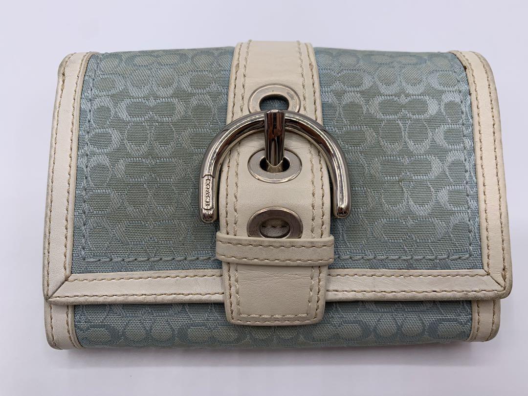 COACH コーチ 二つ折り 財布 ウォレット シグネチャー ブルー ホワイト