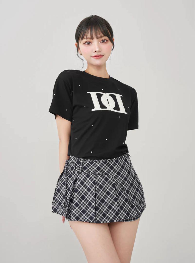新品タグ キルティングアップリケビジューTシャツ ホワイト ダーリッチ ダーリッチ darich キルティングアップリケビジューTシャツ