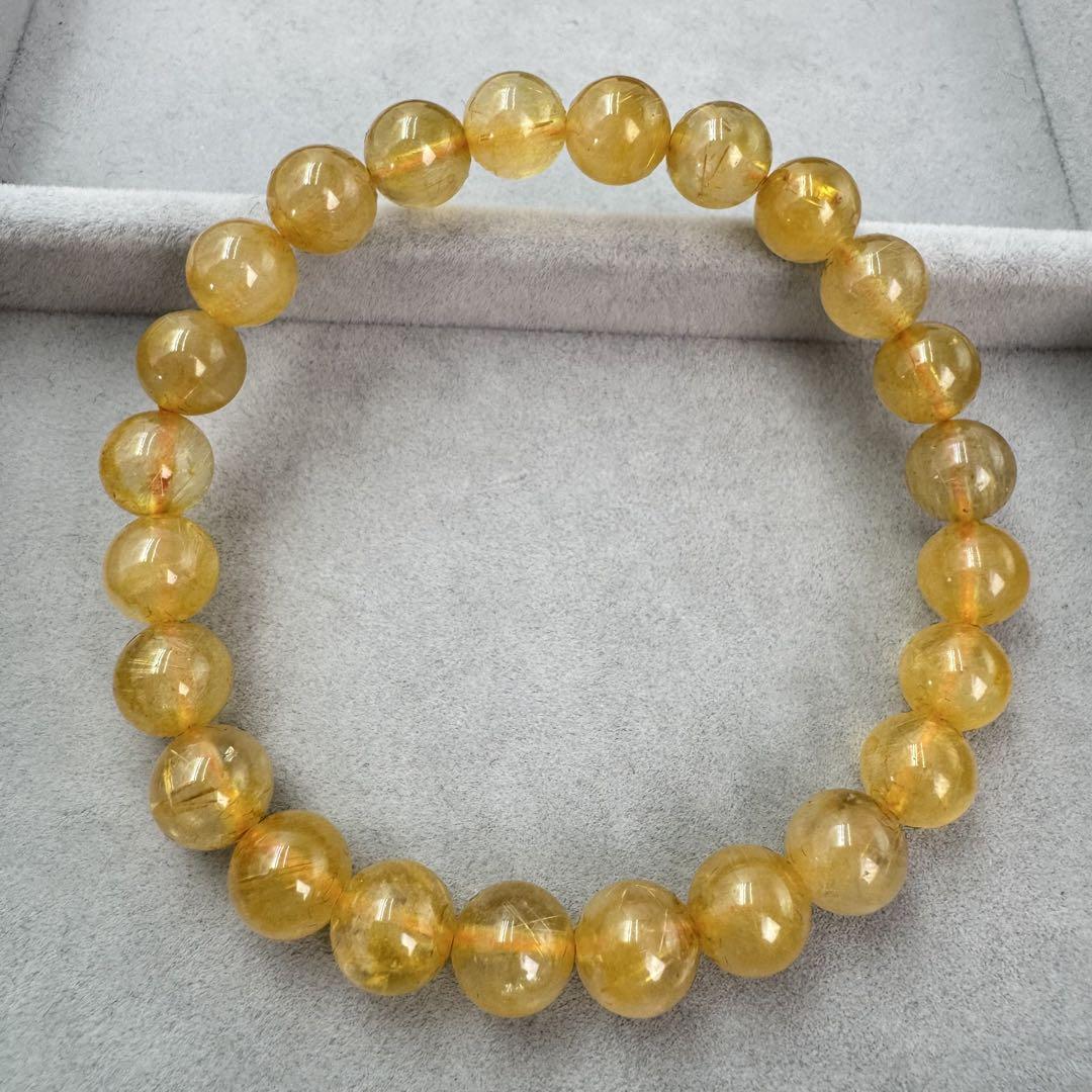 【ケース付き】ルチルクオーツブレスレット　8mm 21cm D