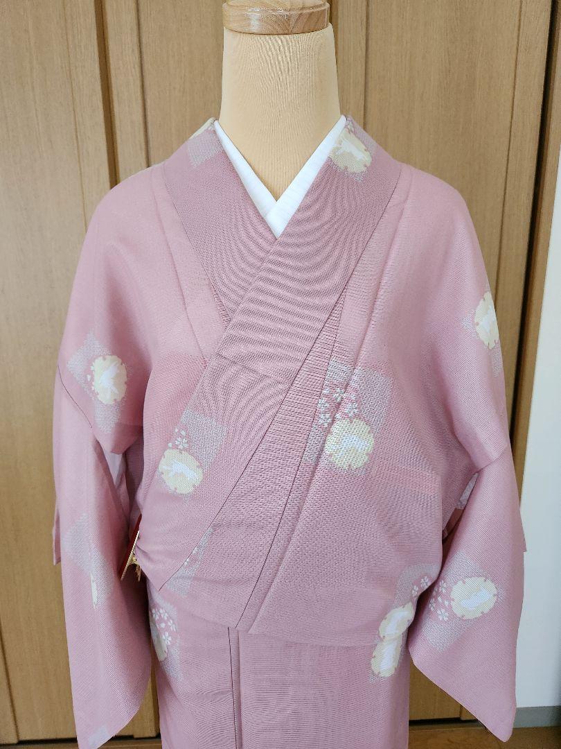 第一ネット 未使用】絽 夏物 小紋 ポリエステル 洗える着物 ピンク 着物・浴衣