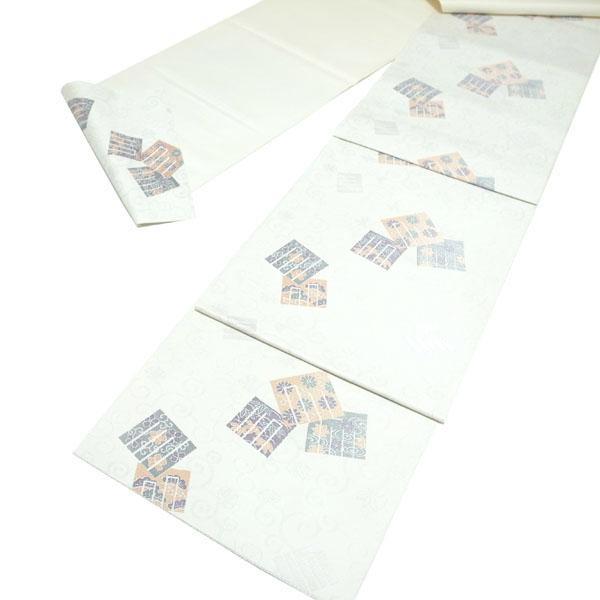 本袋帯 京都 西陣 織り柄 白地 源氏香 菊 楓 松竹梅 新古品 kp1764