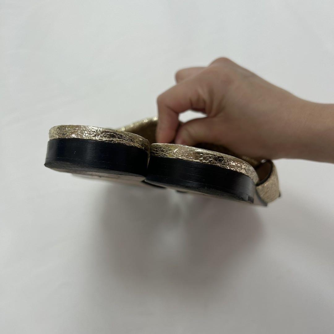 F852 23cm 36 グッチ GGマーモット ゴールド サンダル レディース GUCCI - F852 23cm 36 グッチ GGマーモット ゴールド サンダル