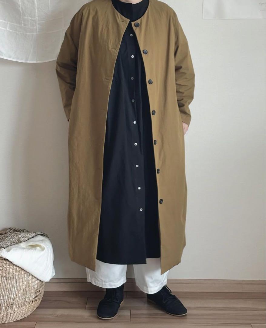 ★本日限定価格 新品 ハンドメイド作家 +noa ノーカラーコート キャメル 6,150円