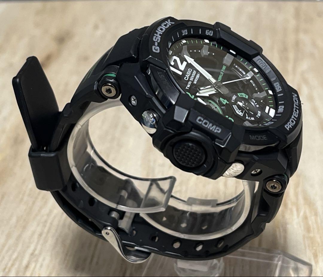 【良品】G-SHOCKグラビティマスターGA-1100アナデジブラック×グリーン