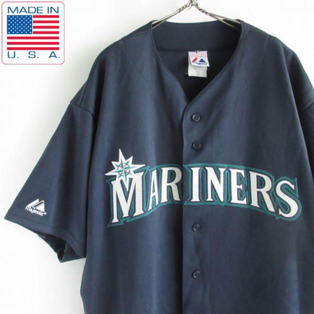 USA製 MLB Majestic シアトルマリナーズ ベースボールシャツ 2X