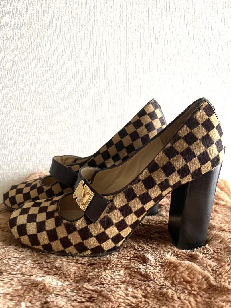 超美品】ルイ・ヴィトン ダミエ ハラコ パンプス 大人気商品 49.0%割引