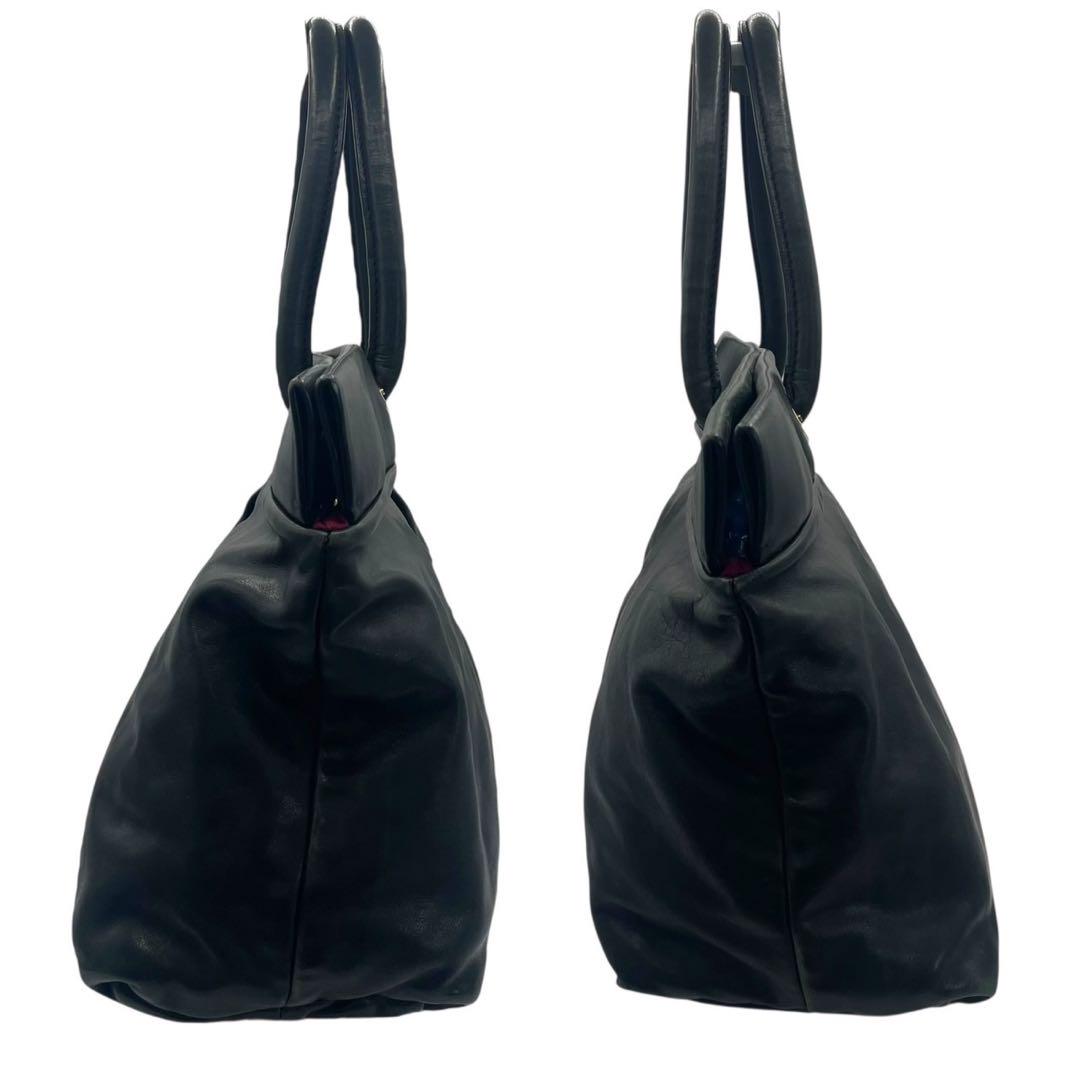 美品 A4収納 マークジェイコブス 2way トートバッグ レザー 黒