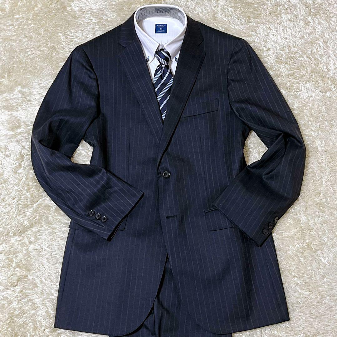 ✨美品✨ green label relaxing スーツ ネイビー シルク混