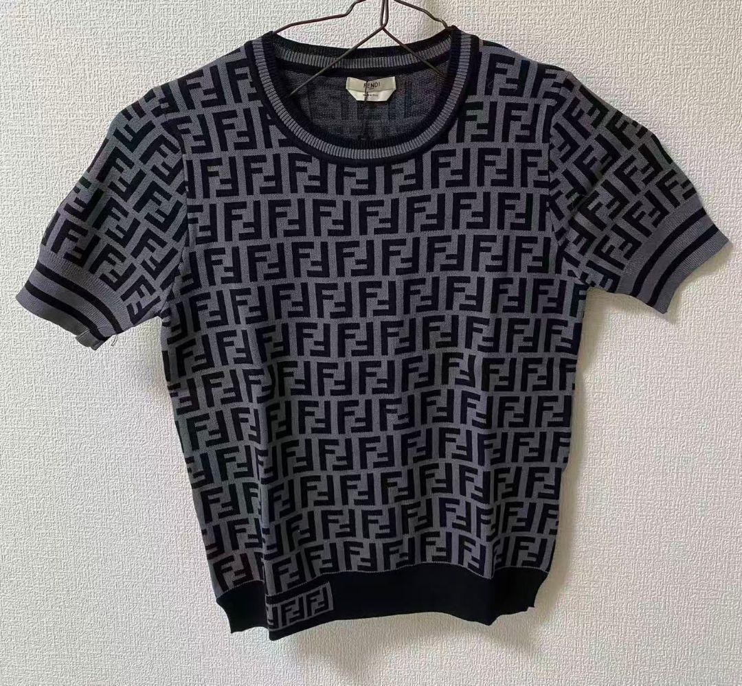 ロゴパターン 半袖ニットTシャツS Fendi