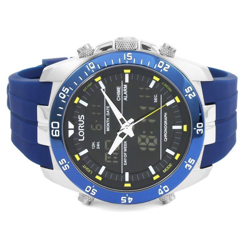 SEIKO LORUSアナデジハイブリット100m防水欧米モデル ブルーベゼル