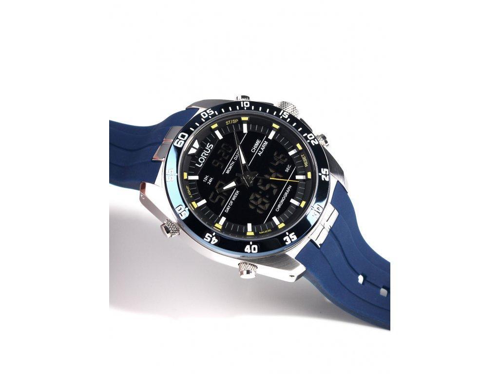 SEIKO LORUSアナデジハイブリット100m防水欧米モデル ブルーベゼル