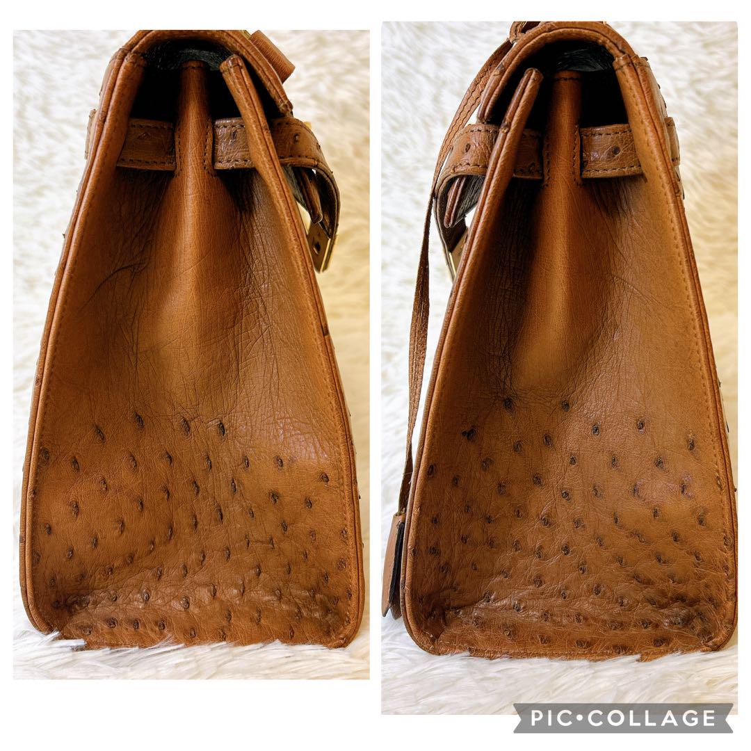 期間限定お買い得商品 |  通販 芝翫香 オーストリッチ ハンドバック JRA 南京錠付き バッグ