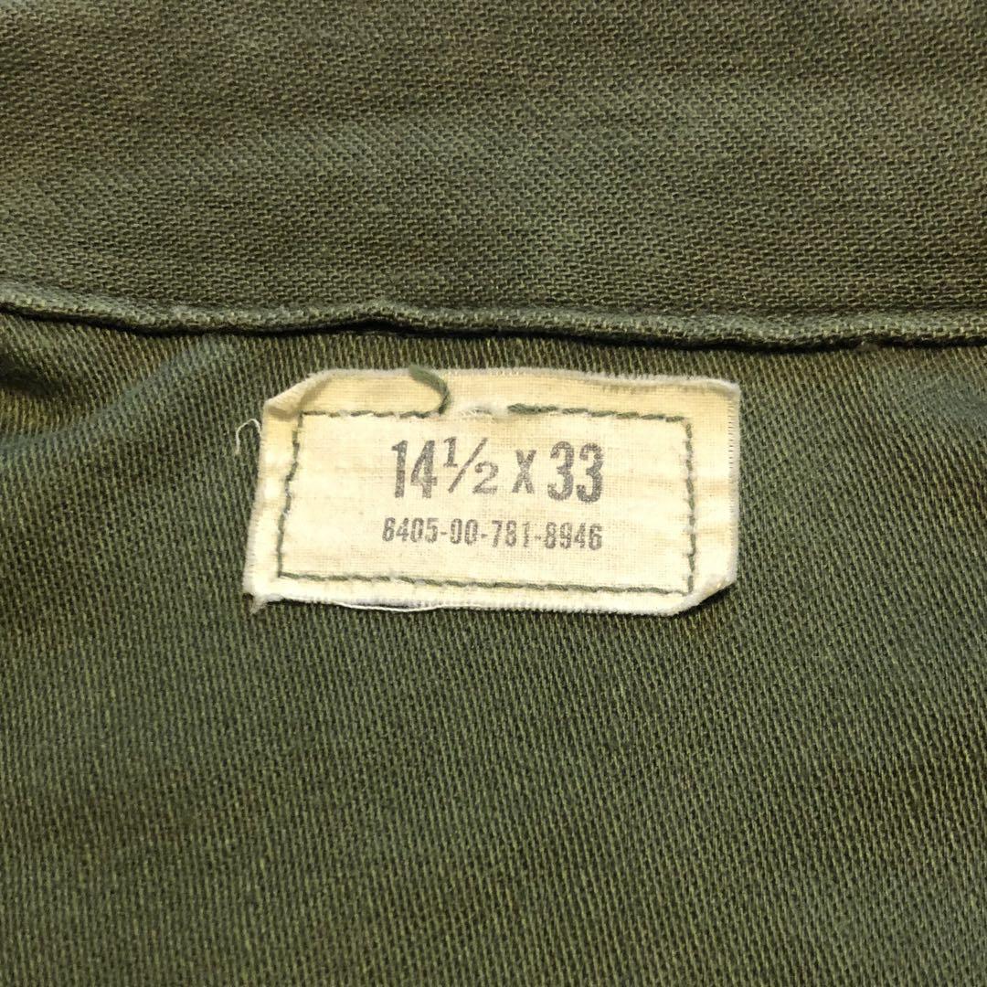 70s 米軍実物 USMC コットン サテン ユーティリティ シャツ