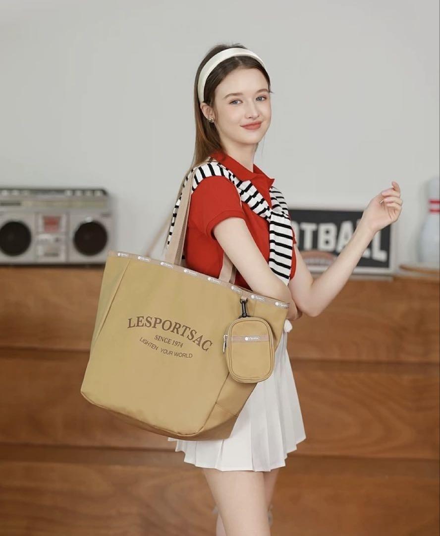 タグ付き新品未使用【LESPORTSAC】ポーチ付きトートバッグ レスポートサック トートバッグ 新品未使用 タグ付き ベージュ
