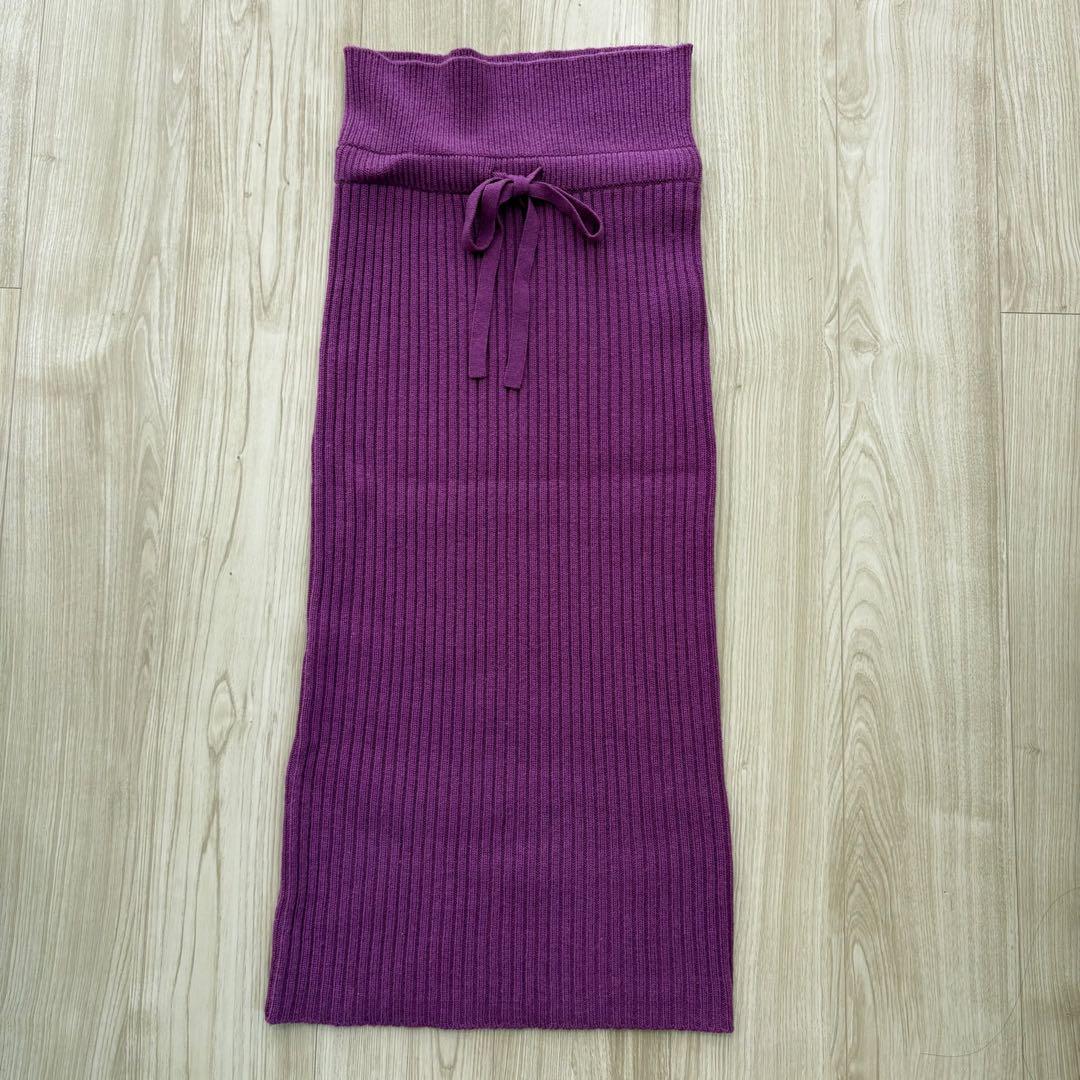 【美品】ADORE アドーア ウールカシミヤリブニット セットアップ 38 紫 【美品】ADORE アドーア ウールカシミヤリブニット セットアップ 38 紫