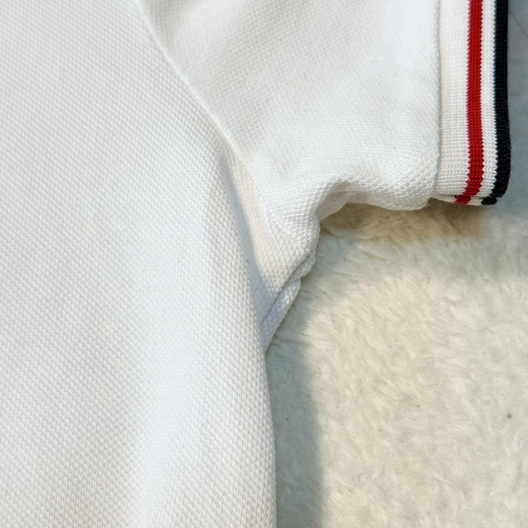 美品 モンクレール メンズ ポロシャツ 鹿の子 トリコロール ワッペン白 M