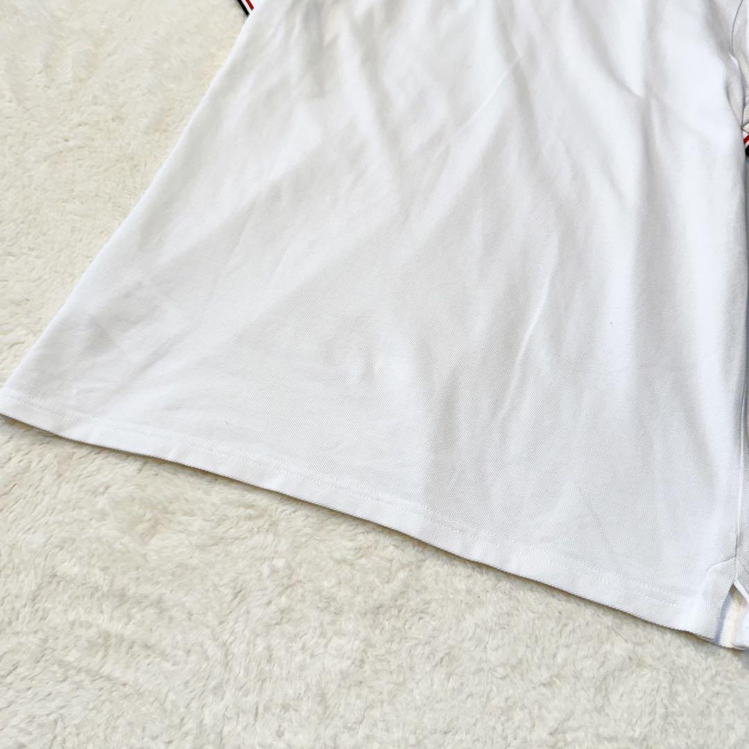美品 モンクレール メンズ ポロシャツ 鹿の子 トリコロール ワッペン白 M