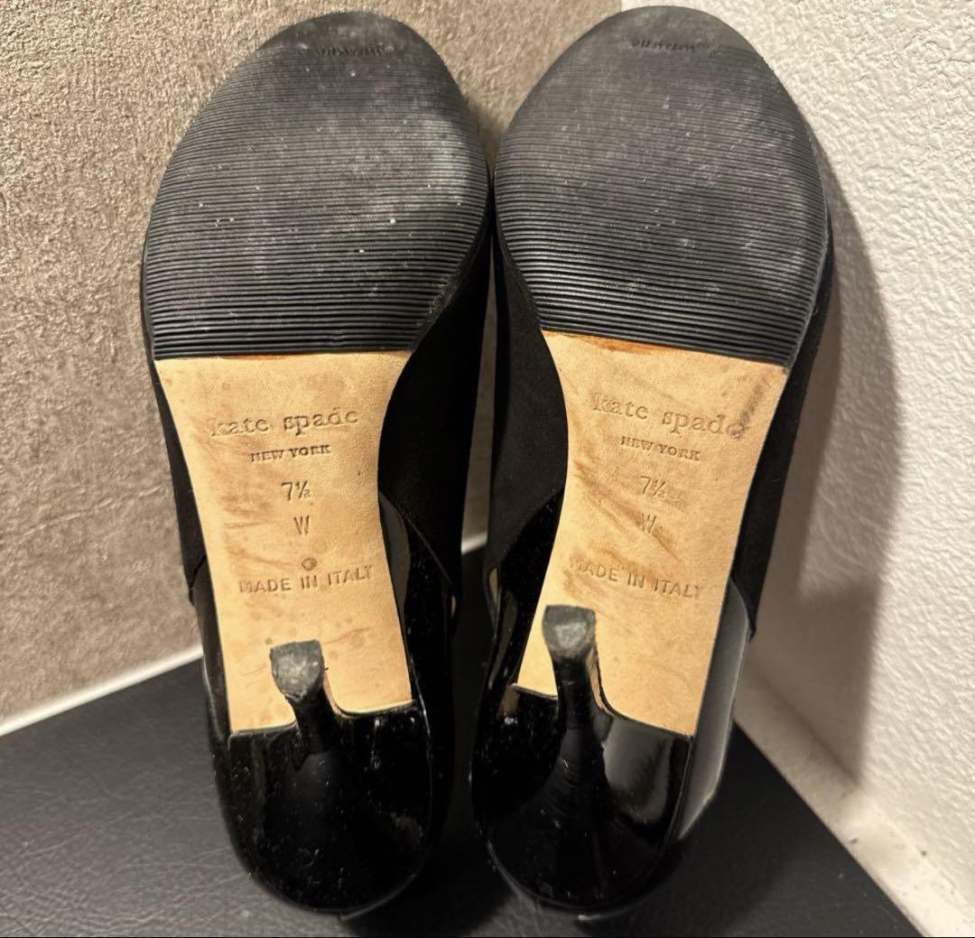 Kate Spadeパンプス サンダル black 無地　新品未使用 美品】ケイトスペード パンプス サンダル 7 1/2 ブラック 24.5