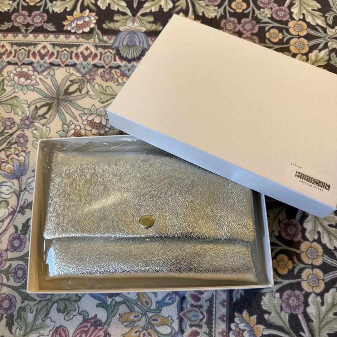 Neutral Gray/ハスキーロングウォレット レザーゴールド 長財布極美品