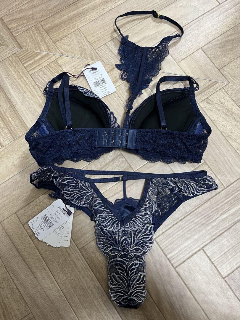 RAVIJOUR ネイビー ブラジャーショーツセット