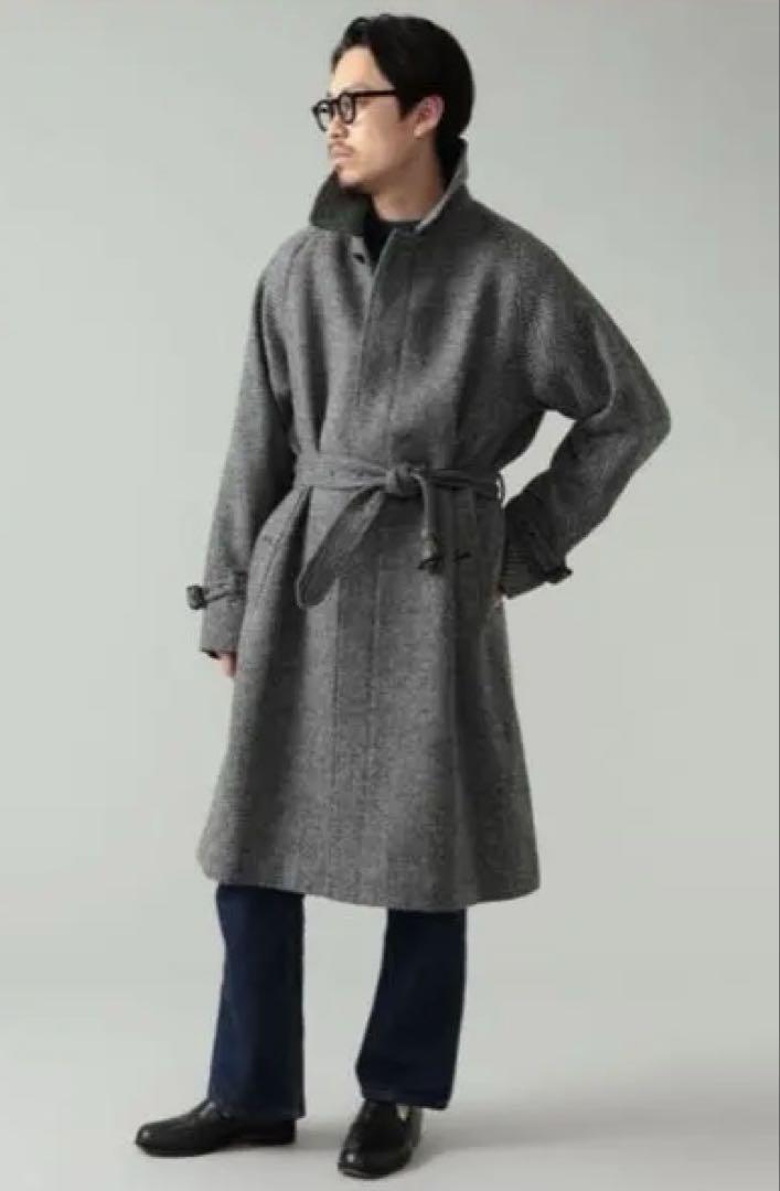 【人気】BEAMS×HARRIS TWEED Pコート ヘリンボーン 日本製 L BEAMS F（ビームスF）HARRIS TWEED ヘリンボーン シングル