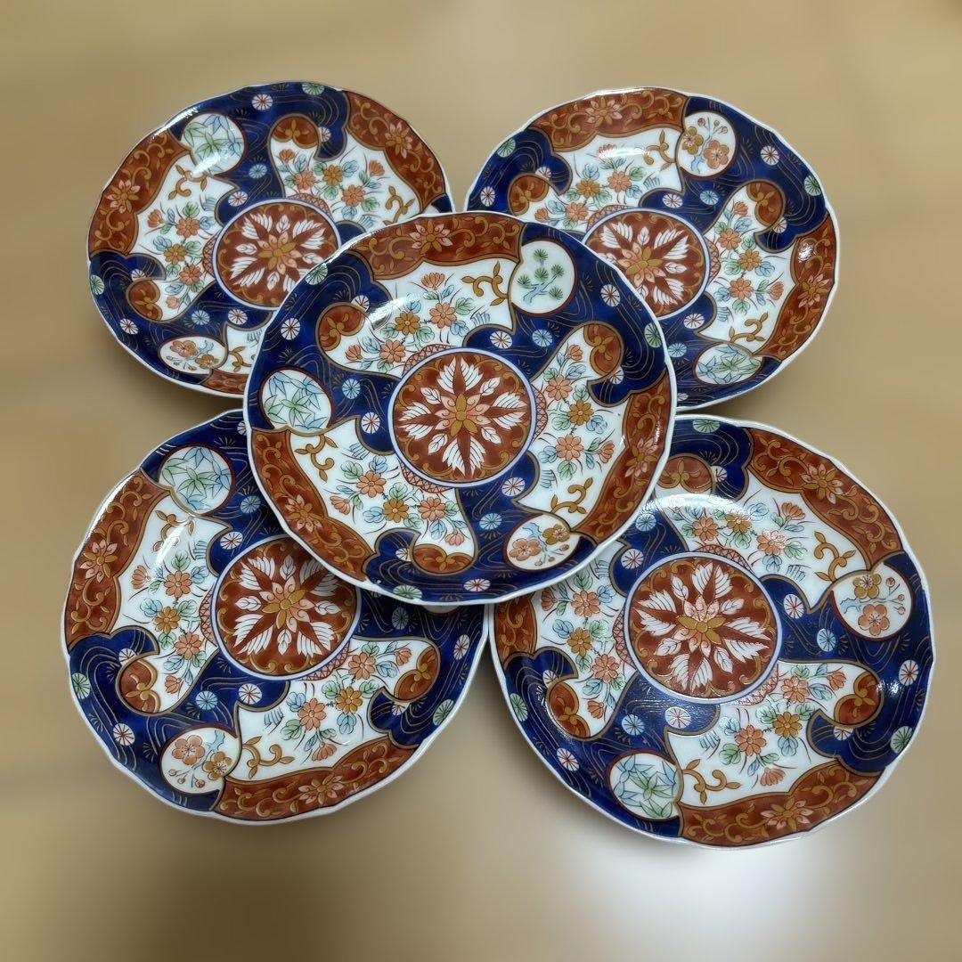 前畑陶器 庫山窯 古伊万里 柄 金蘭 間取 皿 5枚