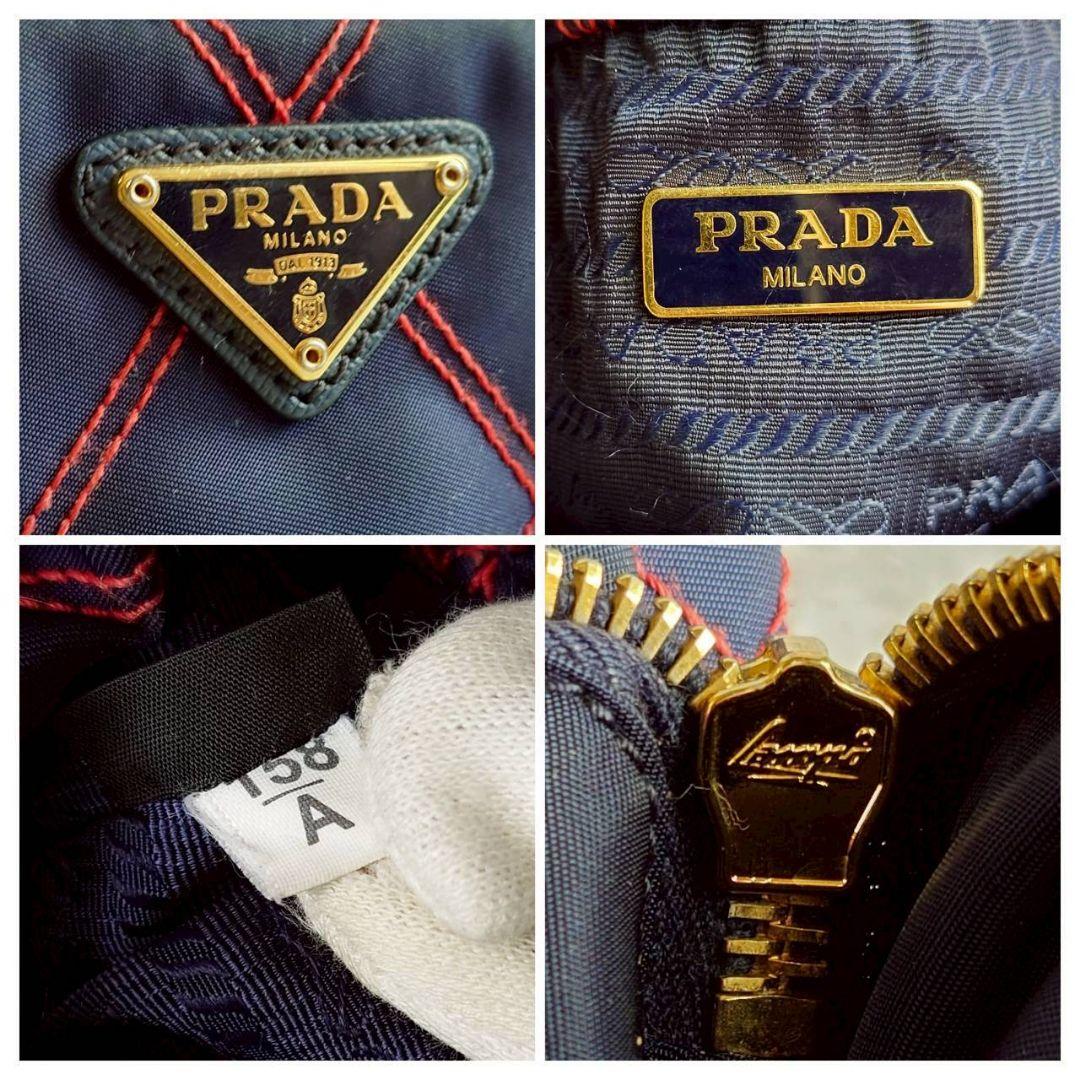 プラダ デュエット 巾着 ハンドバッグ キルティング ステッチ 三角ロゴ 紺 プラダ デュエット 巾着 ハンドバッグ キルティング ステッチ 三角ロゴ 紺