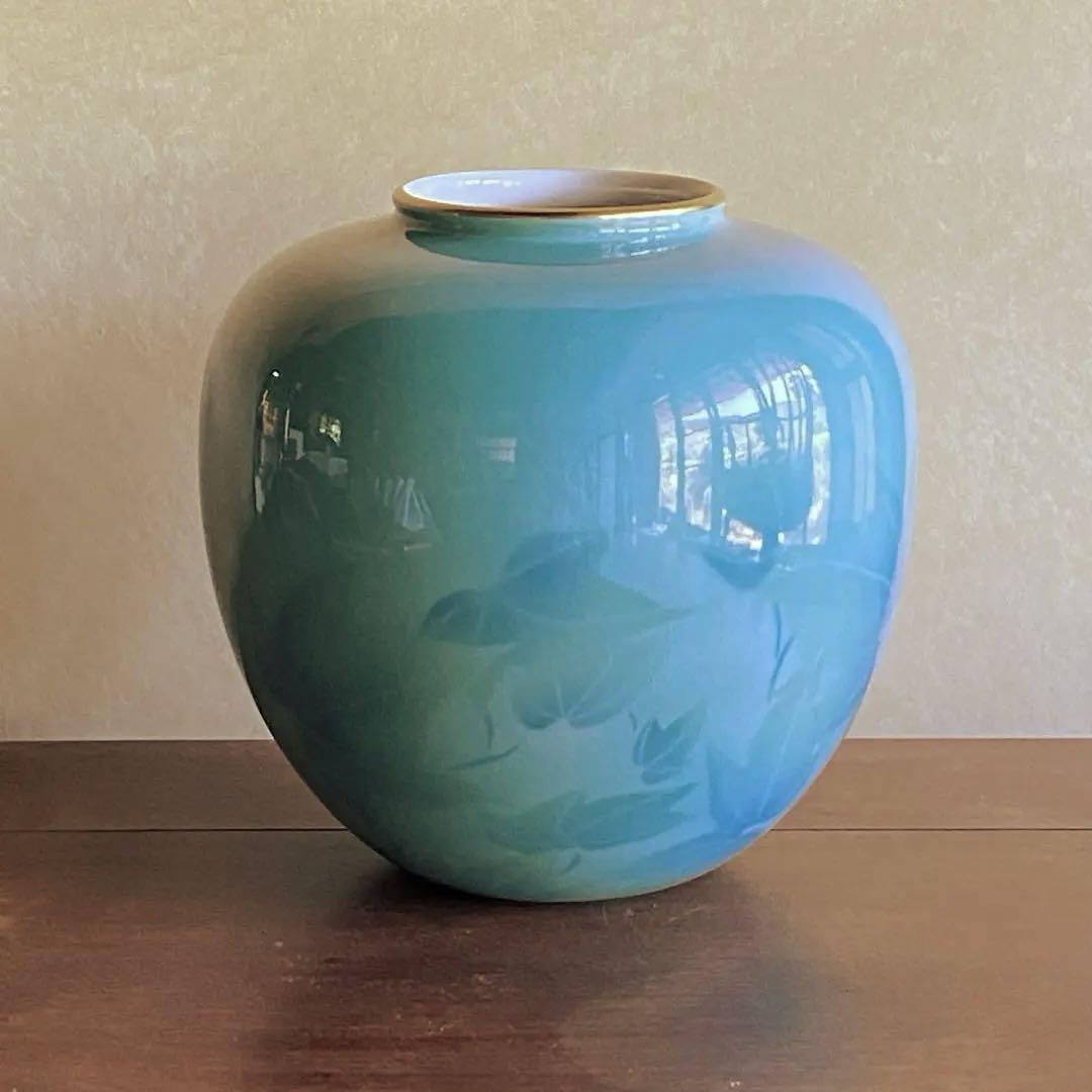 有田焼★深川窯箱入彩色絵磁大壺花器