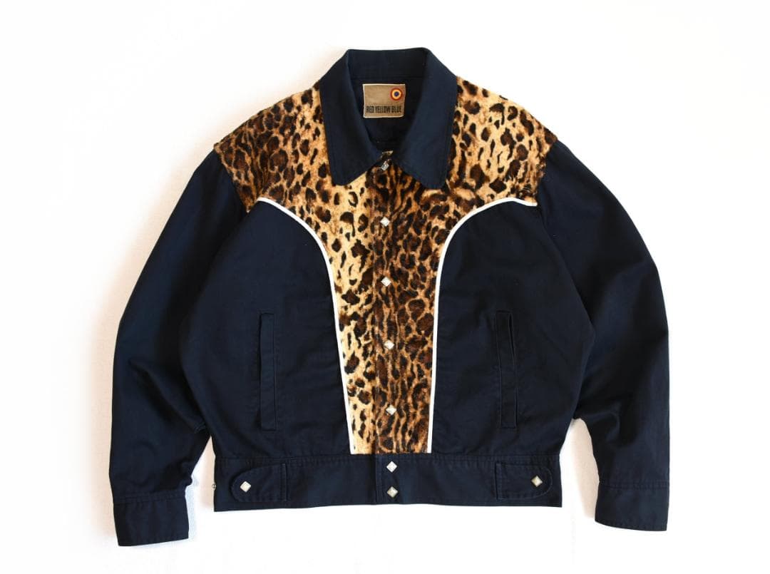 ヴィンテージ！ロカビリースウィングトップ・豹柄起毛切り替えブルゾン/ジャケット