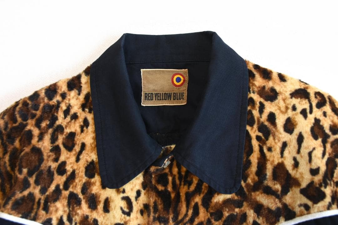 ヴィンテージ！ロカビリースウィングトップ・豹柄起毛切り替えブルゾン/ジャケット