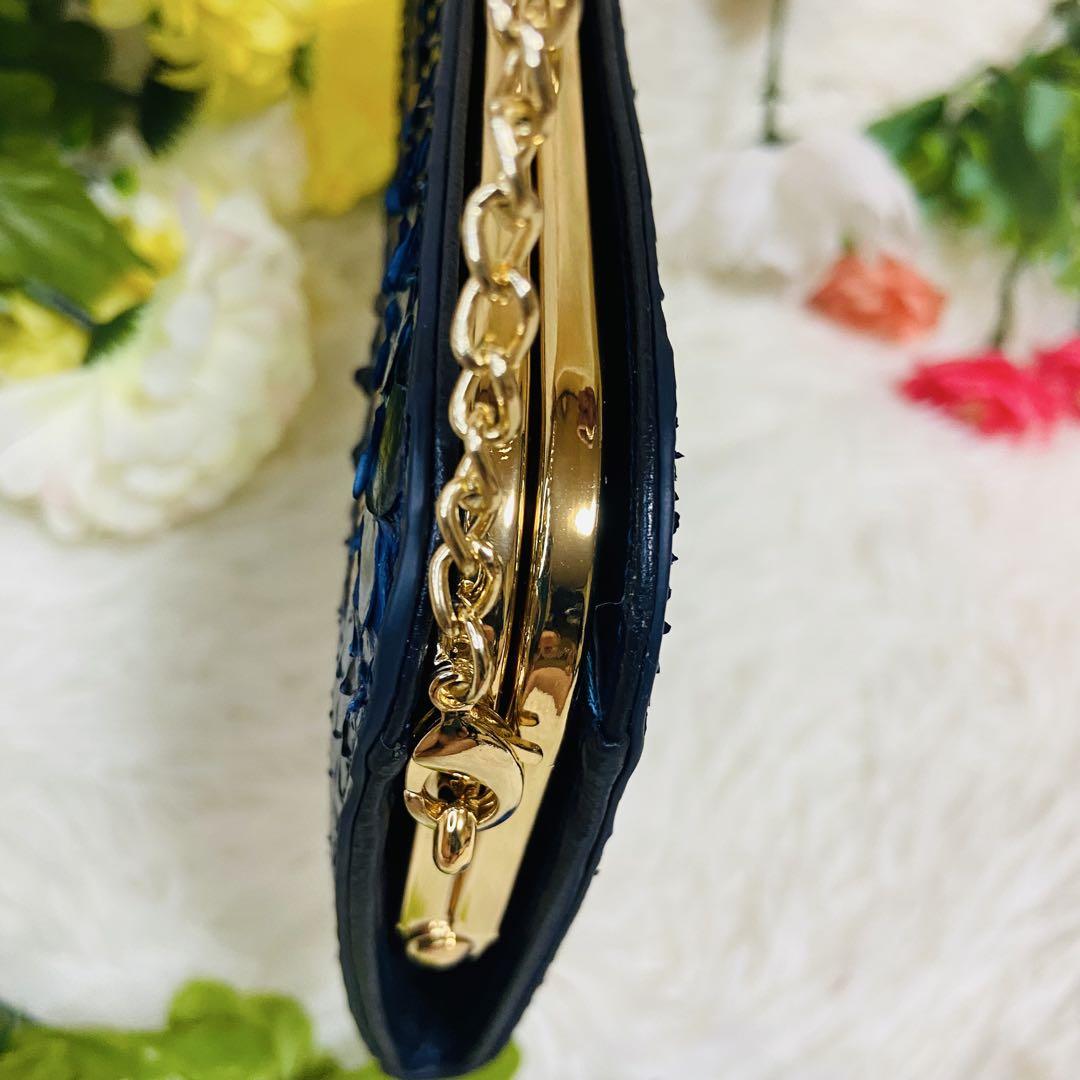 未使用✨Semplice✨ダイヤモンドパイソン✨財布✨チェーンウォレット✨がま口