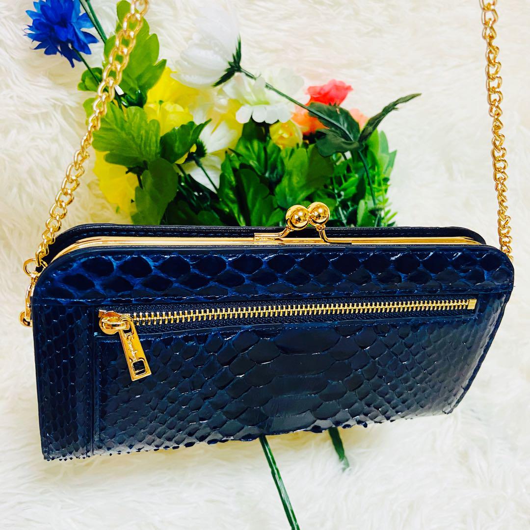未使用✨Semplice✨ダイヤモンドパイソン✨財布✨チェーンウォレット✨がま口