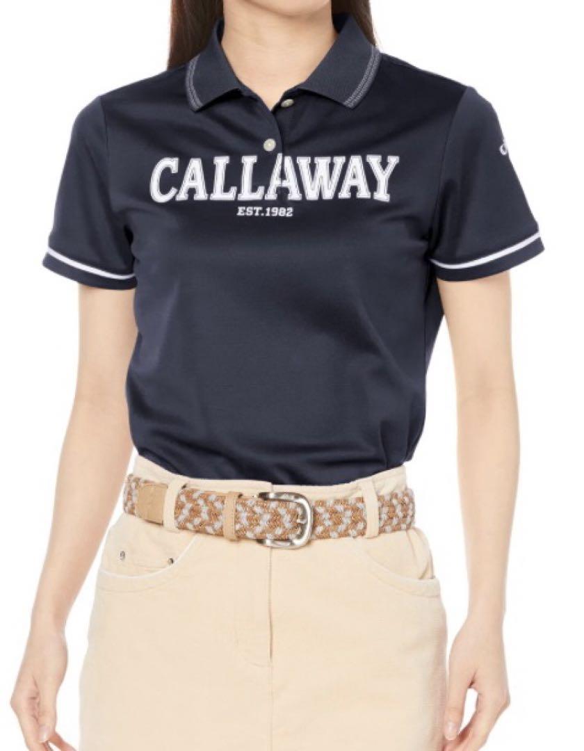 【新品未使用】Callawayレディースゴルフ半袖ポロシャツ M ネイビー ロゴ