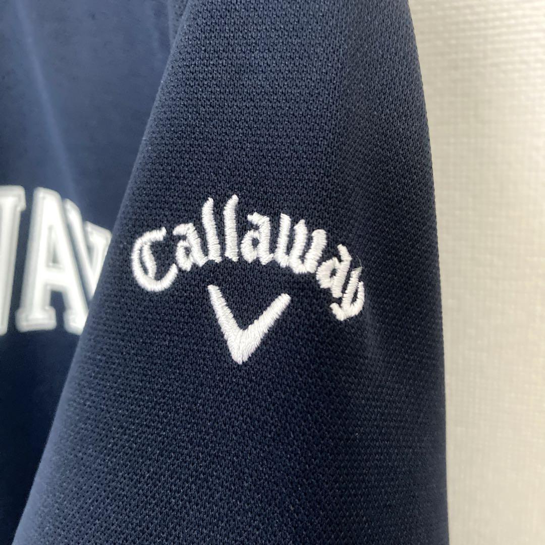 【新品未使用】Callawayレディースゴルフ半袖ポロシャツ M ネイビー ロゴ