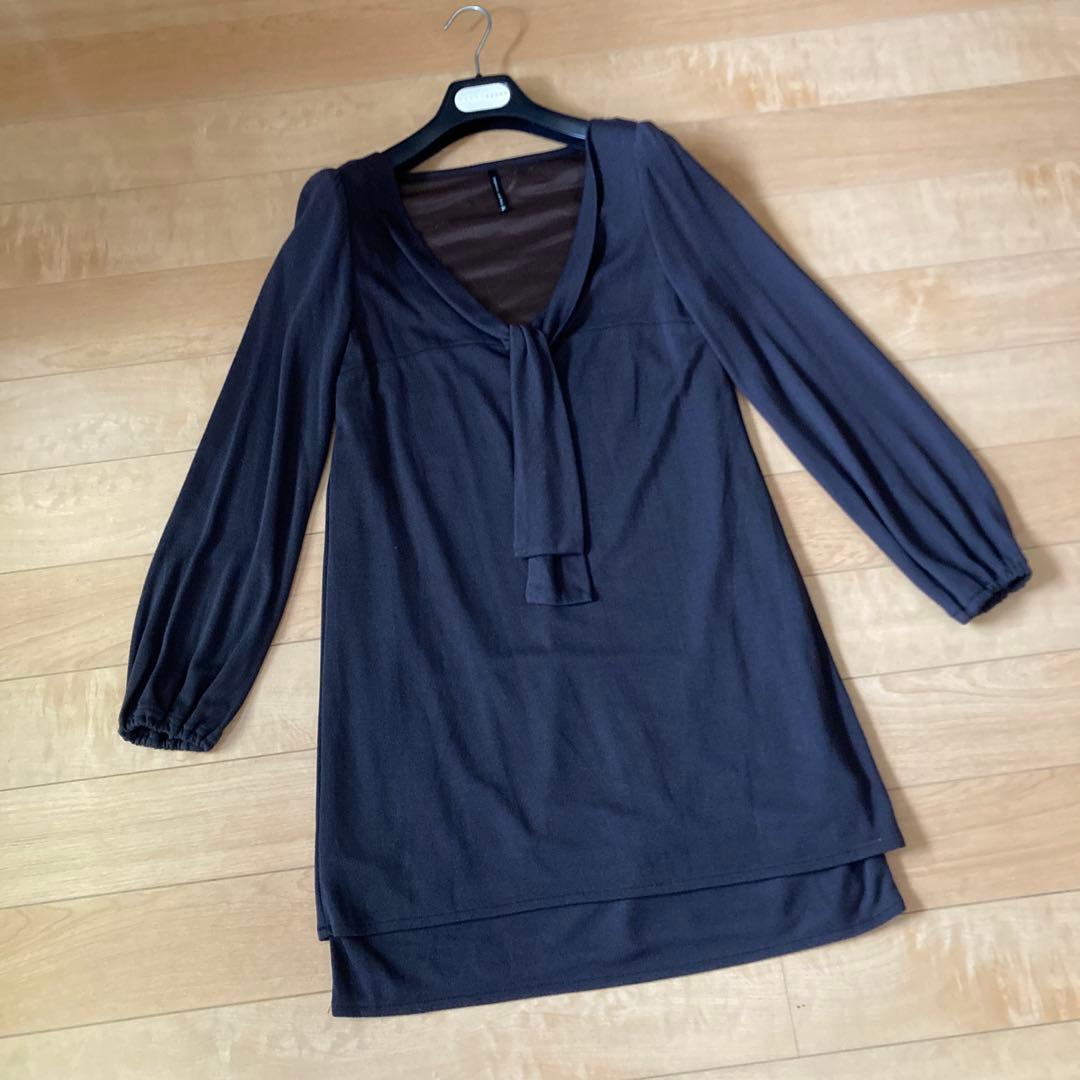 UNTITLED FAIRYSHADE 2 ボウタイチュニック ワンピース 茶M UNTITLED