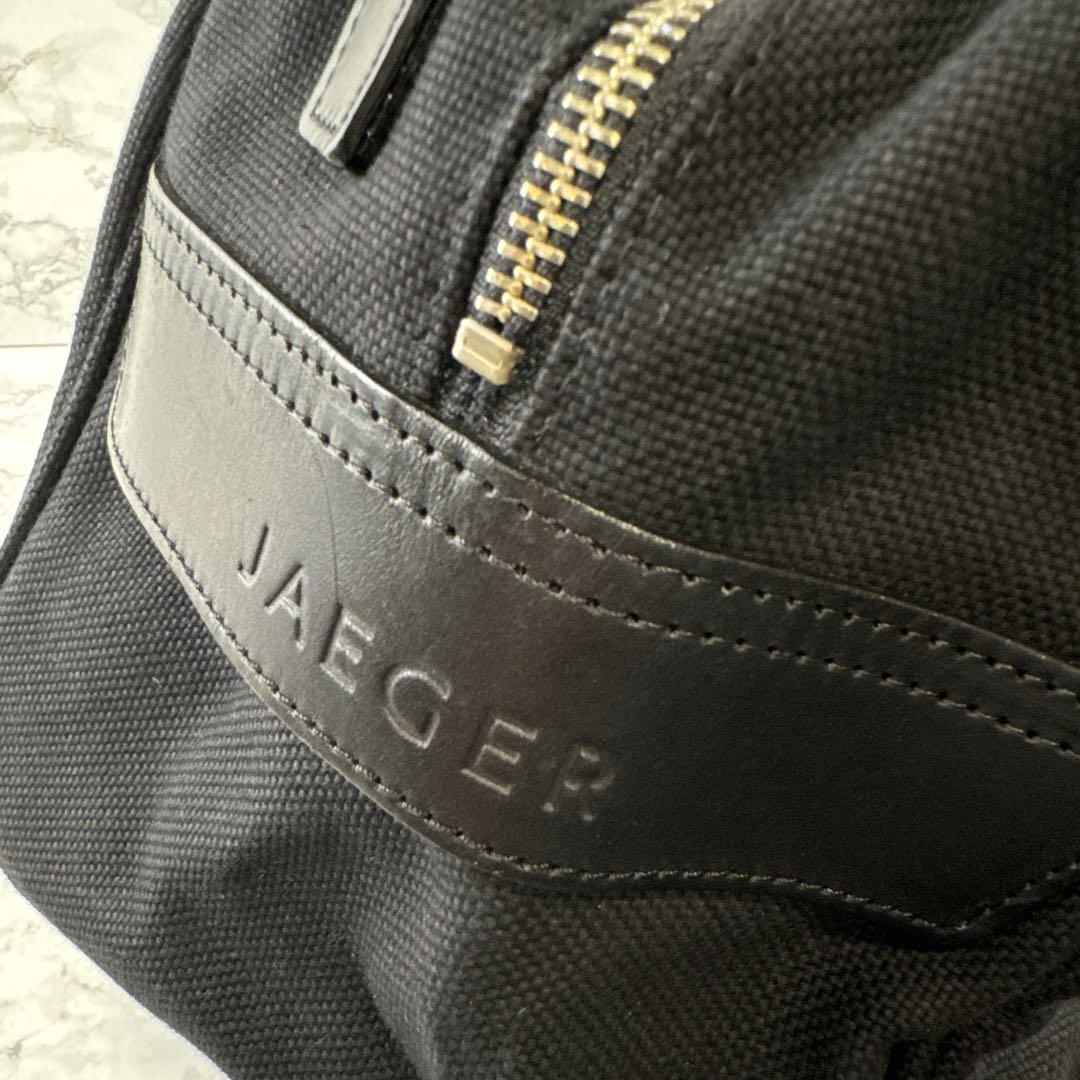 ほぼ未使用品 JAEGER イエガー 帆布×本革 レザー ラージ ボストンバッグ