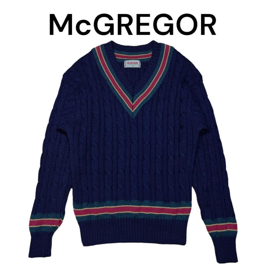 海外最新 McGREGOR 古着 マックレガー チルデンケーブルニットセーター トップス