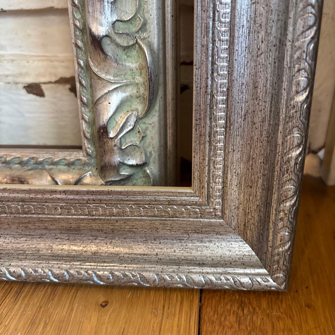 二枚セット シルバー系 フレーム 額縁 ヴィンテージ アンティーク