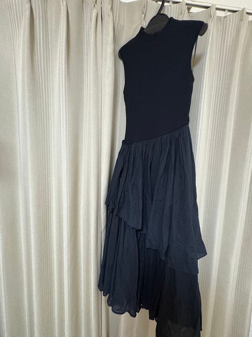 anuans 24SS ノースリーブイレギュラーヘムドッキングニットワンピース