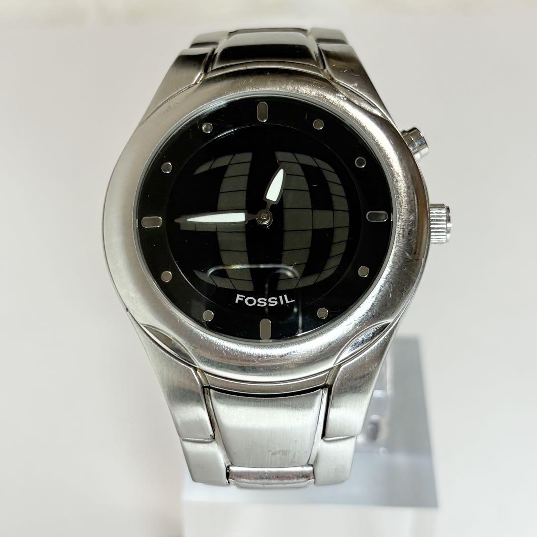 FOSSIL フォッシル BIG TIC 腕時計 シルバー ブラック 稼動品