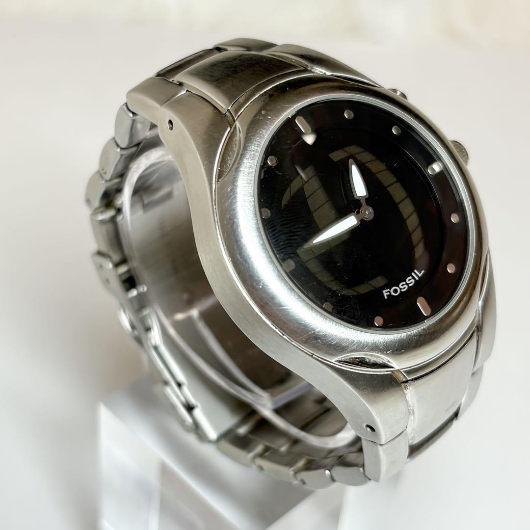 FOSSIL フォッシル BIG TIC 腕時計 シルバー ブラック 稼動品