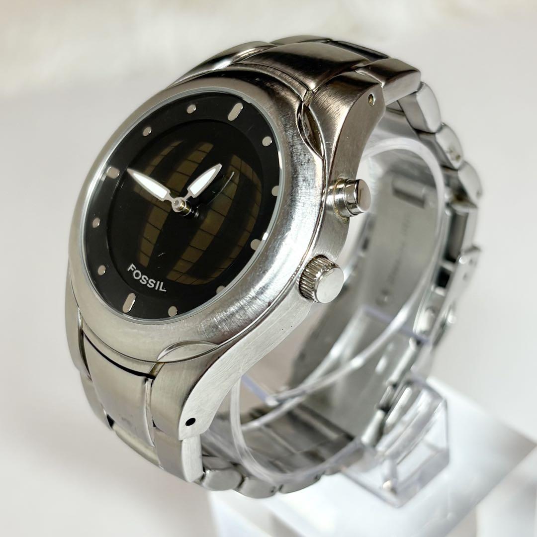 FOSSIL フォッシル BIG TIC 腕時計 シルバー ブラック 稼動品