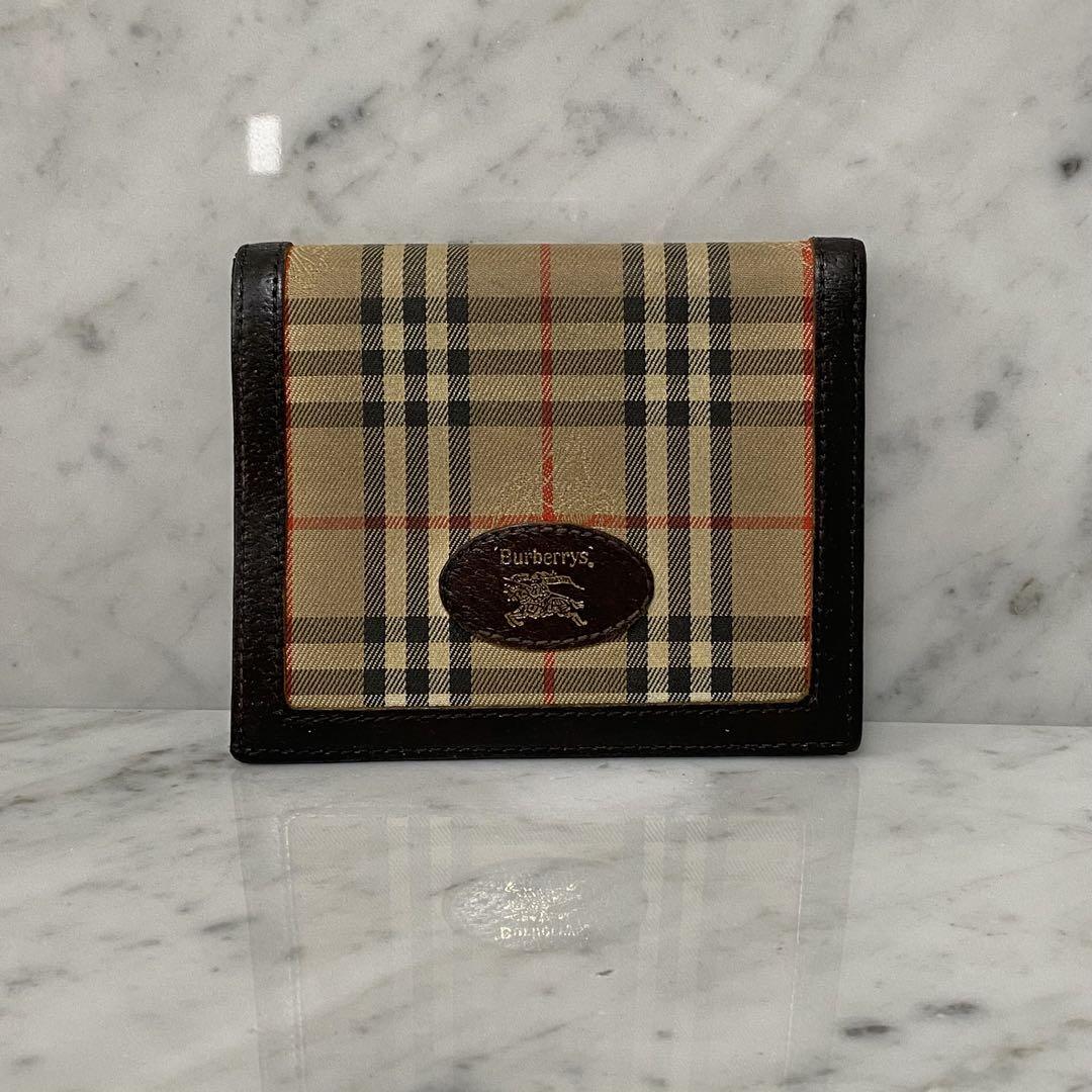 90s BURBERRY バーバリー 二つ折り財布 ノバチェック ホース 馬