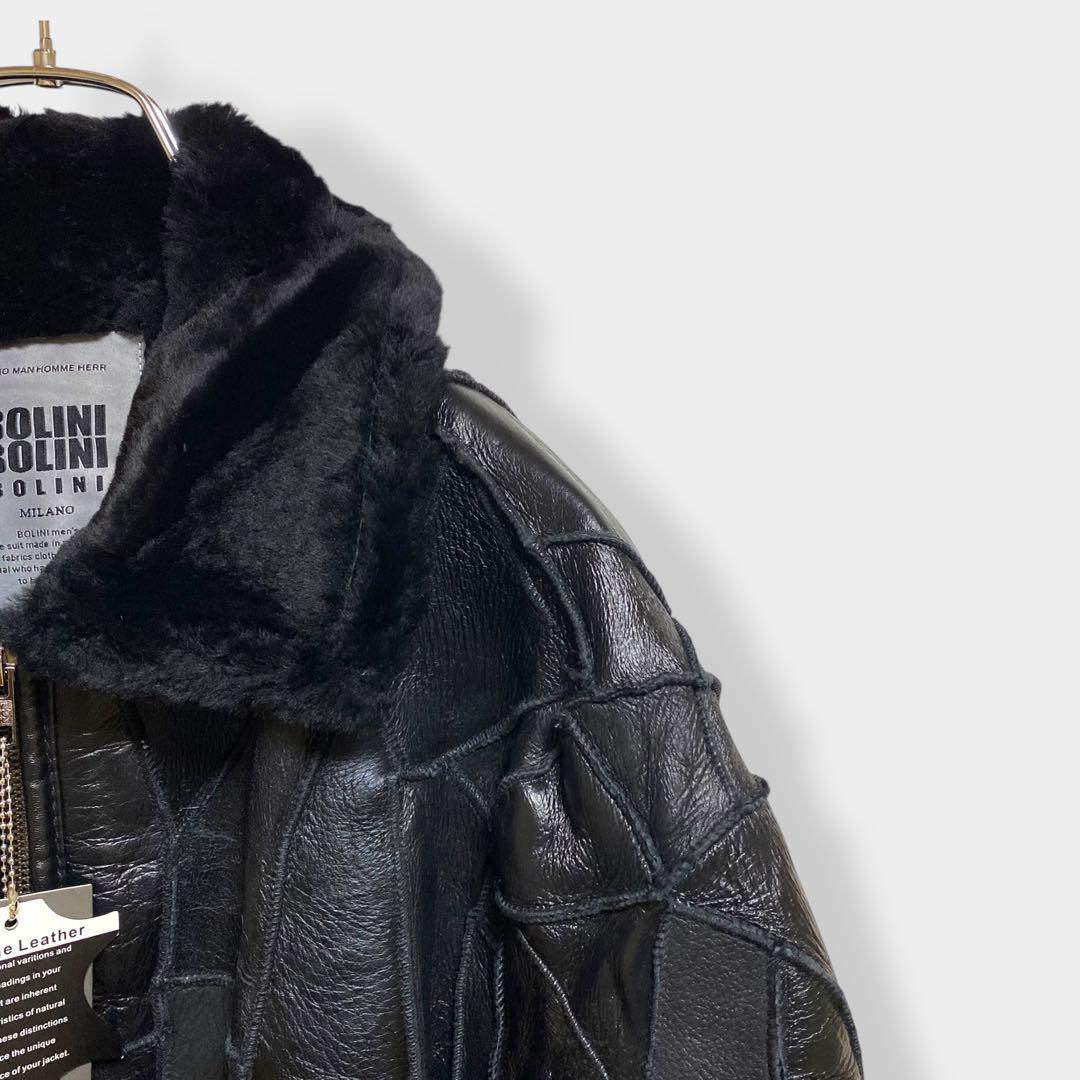 【新品未使用】BOLINI レザージャケット　シープスキン　羊革ムートン