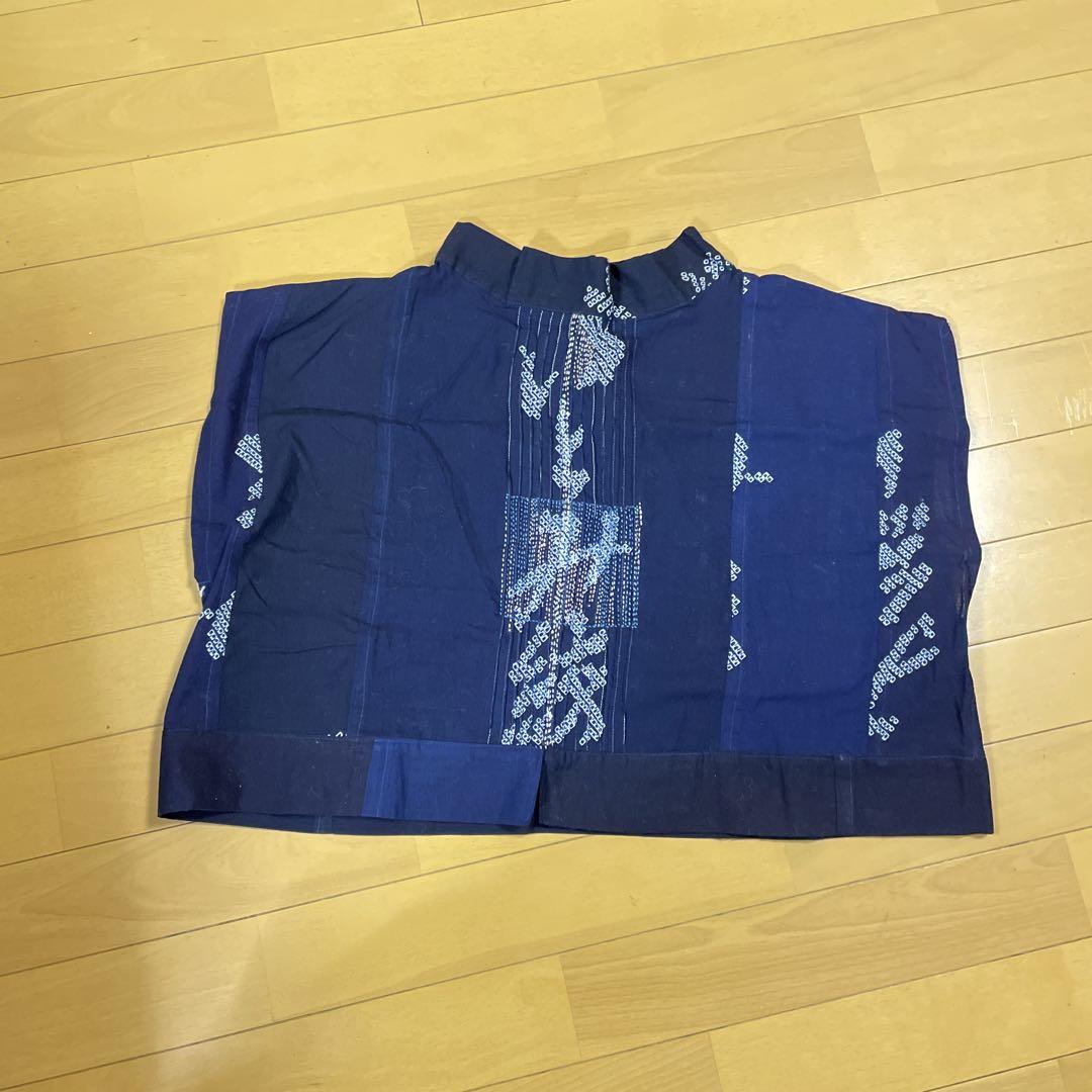 藍染 浴衣リメイク ベスト ブラウス